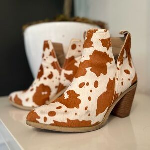 Cow Print Ankle Boots